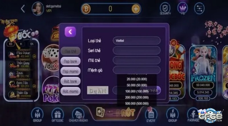 Cách nạp tiền 68.com.vn cực kỳ đơn giản