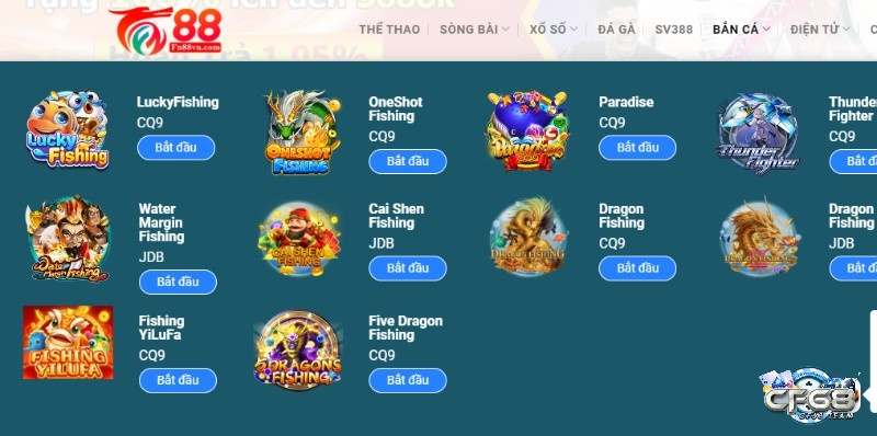 Kho game bắn cá FN88 đa dạng hấp dẫn