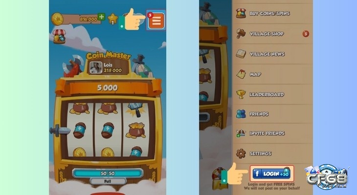 Liên kết tài khoản Facebook của anh em với Coin Master cực kỳ đơn giản