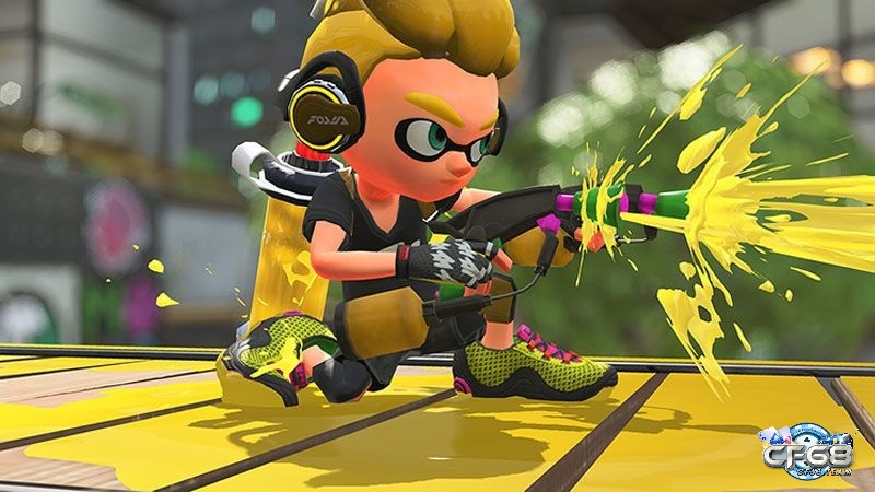 Nhân vật Inkling sử dụng súng bắn mực trong game hay trên Nintendo Switch Splatoon 2